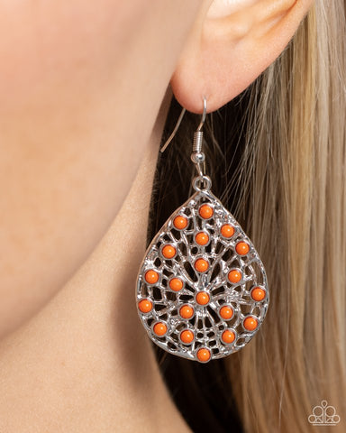 Paparazzi Earring ~ Botanical Berries - Orange