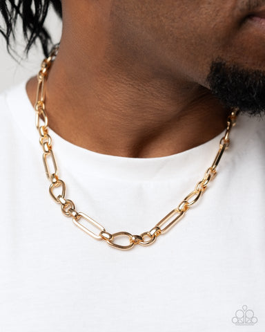 Paparazzi Necklace ~ Chained Champion - Gold