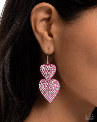 Paparazzi Earring ~ Never Enough Sparkle - Pink